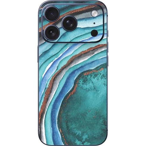 Turquoise Watercolor Geode iPhone 17 Pro Skin